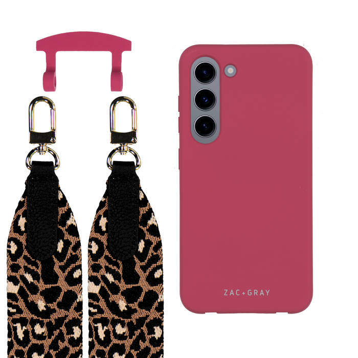 Samsung S23 RASPBERRY RED CASE + PATTERNED STRAP