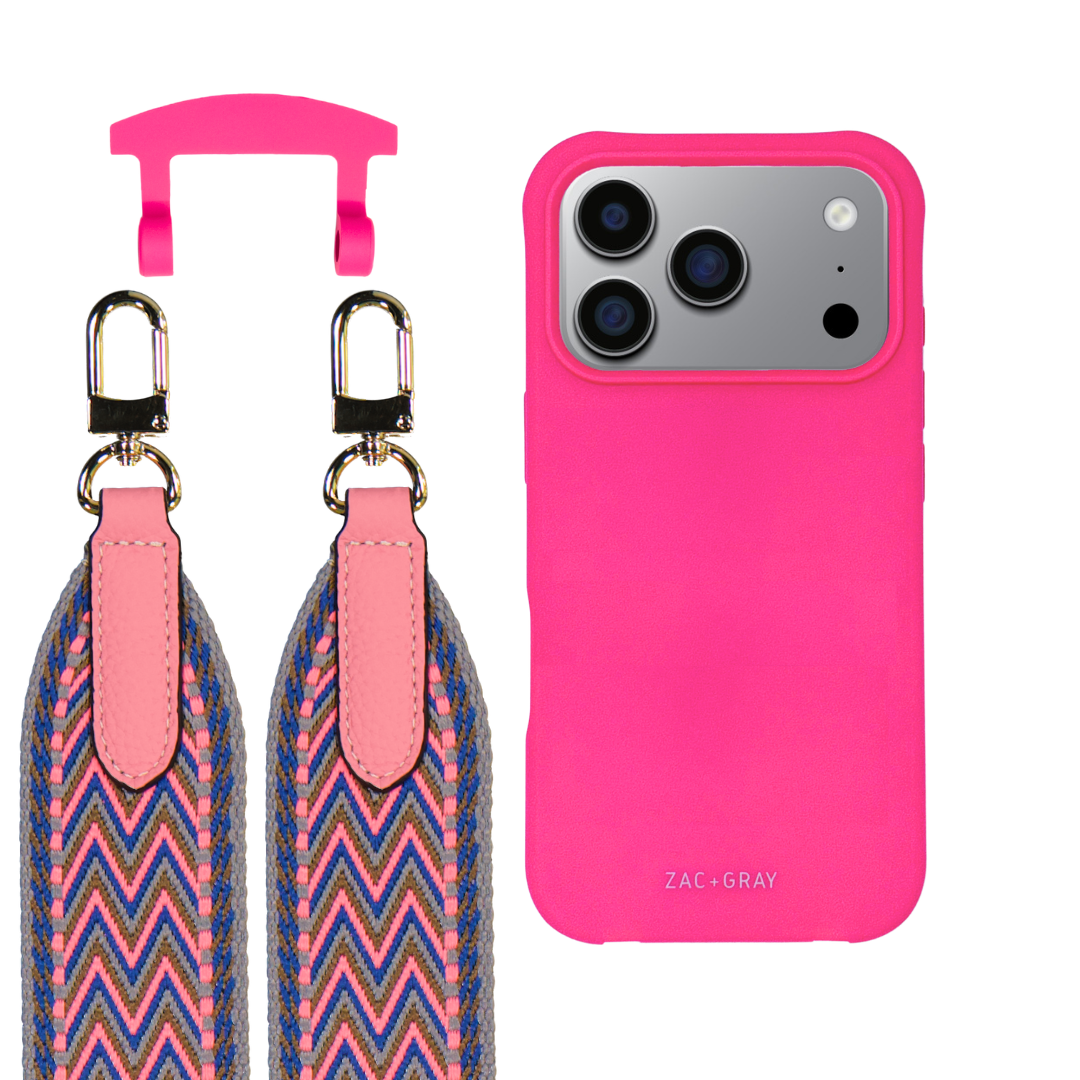 iPhone 17 Pro HOT PINK CASE + PATTERNED STRAP