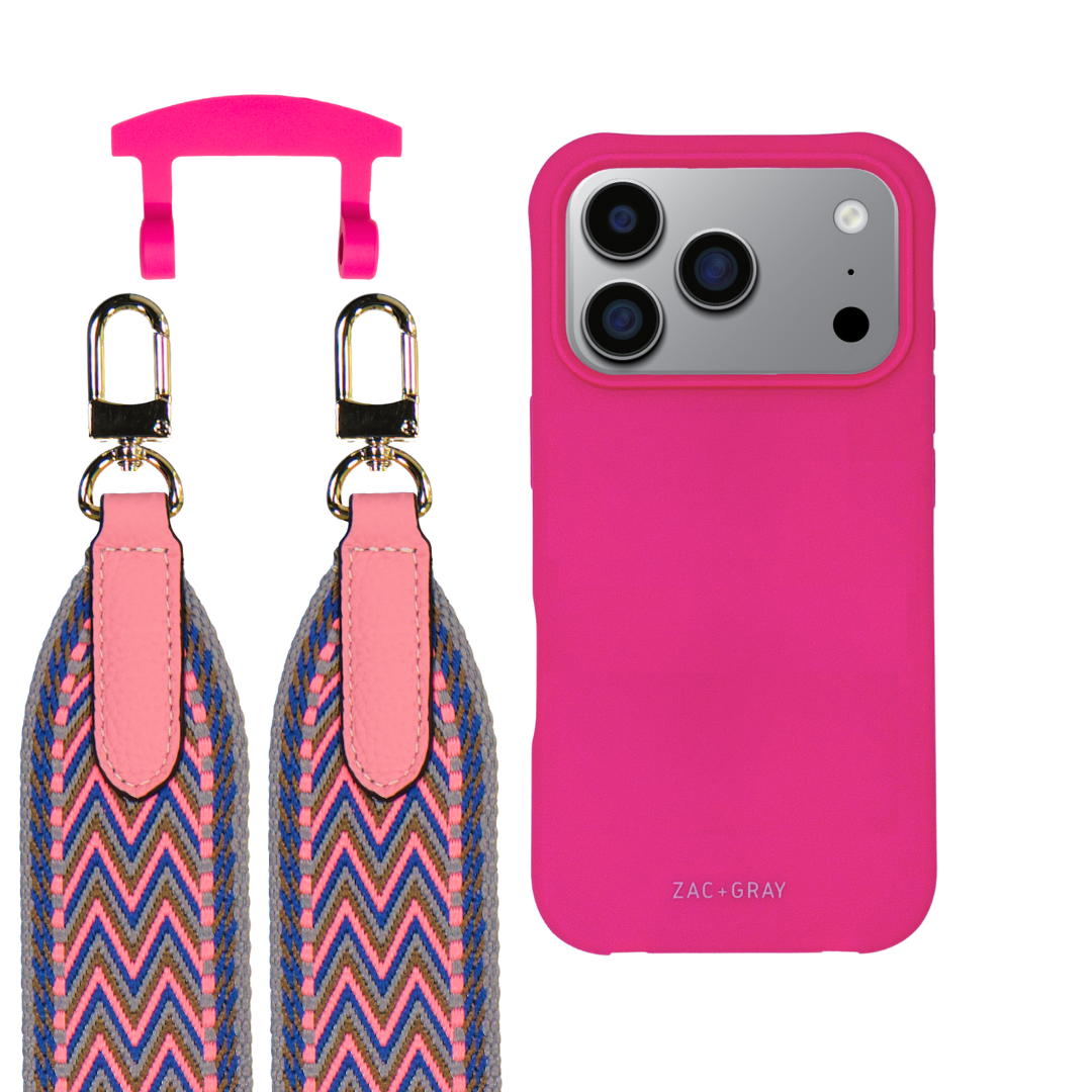 iPhone 17 Pro HOT PINK CASE + PATTERNED STRAP