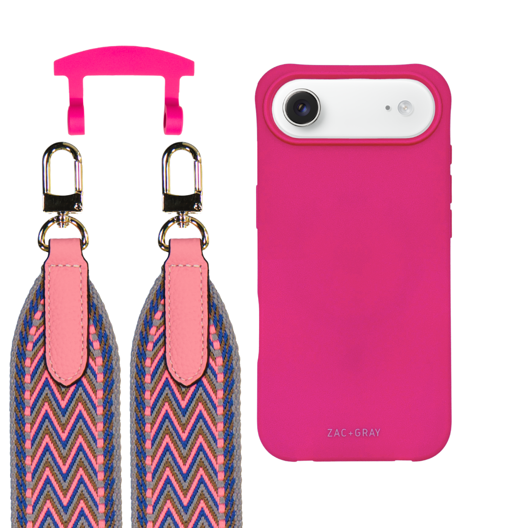 iPhone 17 Air HOT PINK CASE + PATTERNED STRAP