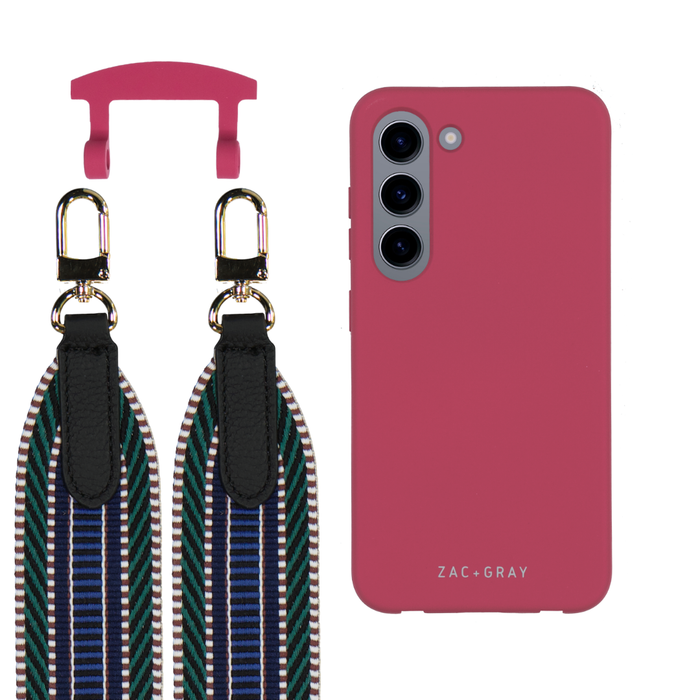 Samsung S23 RASPBERRY RED CASE + PATTERNED STRAP