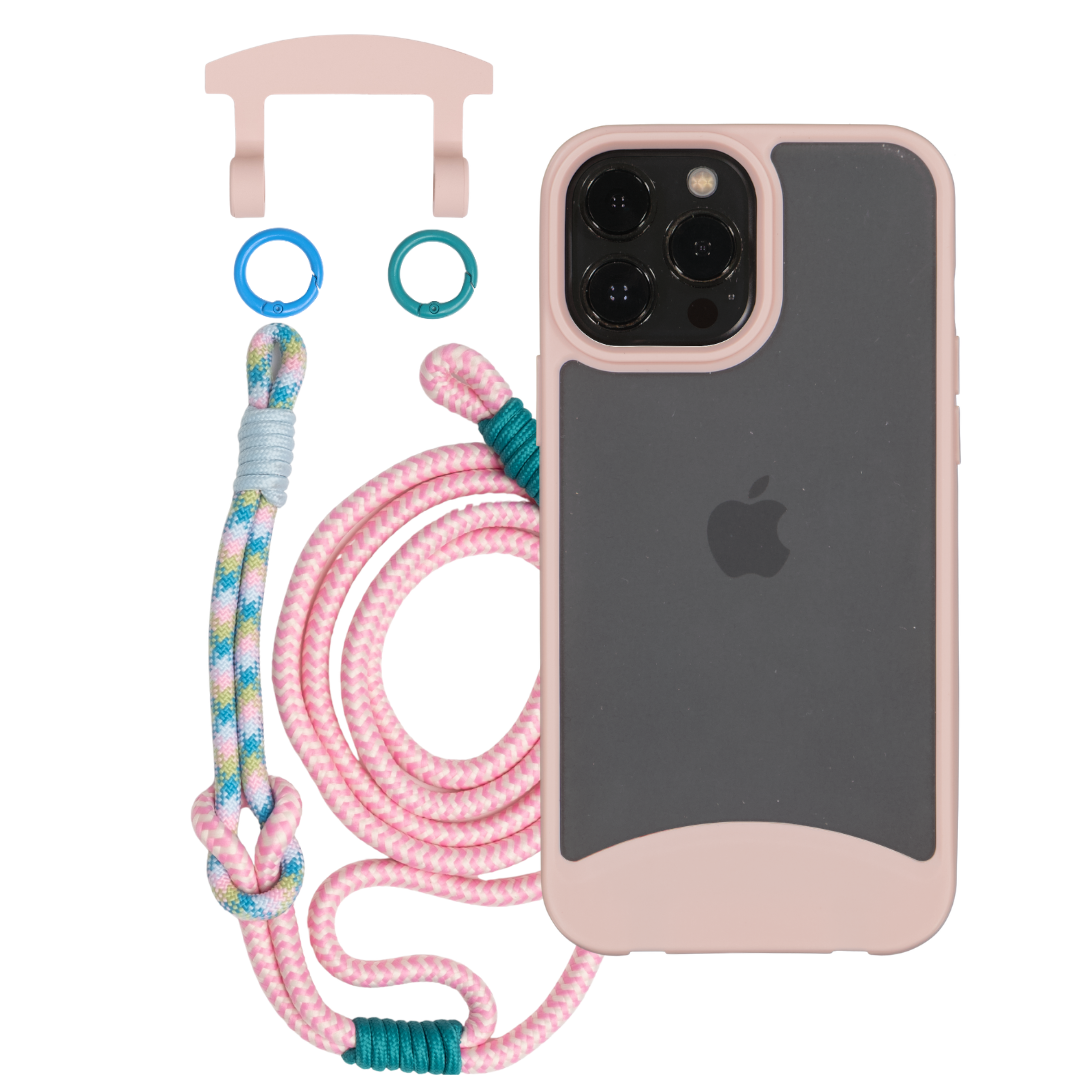 iPhone 12 and 12 Pro FROSTED ROSÉ PINK CASE + KNOTTED CORD