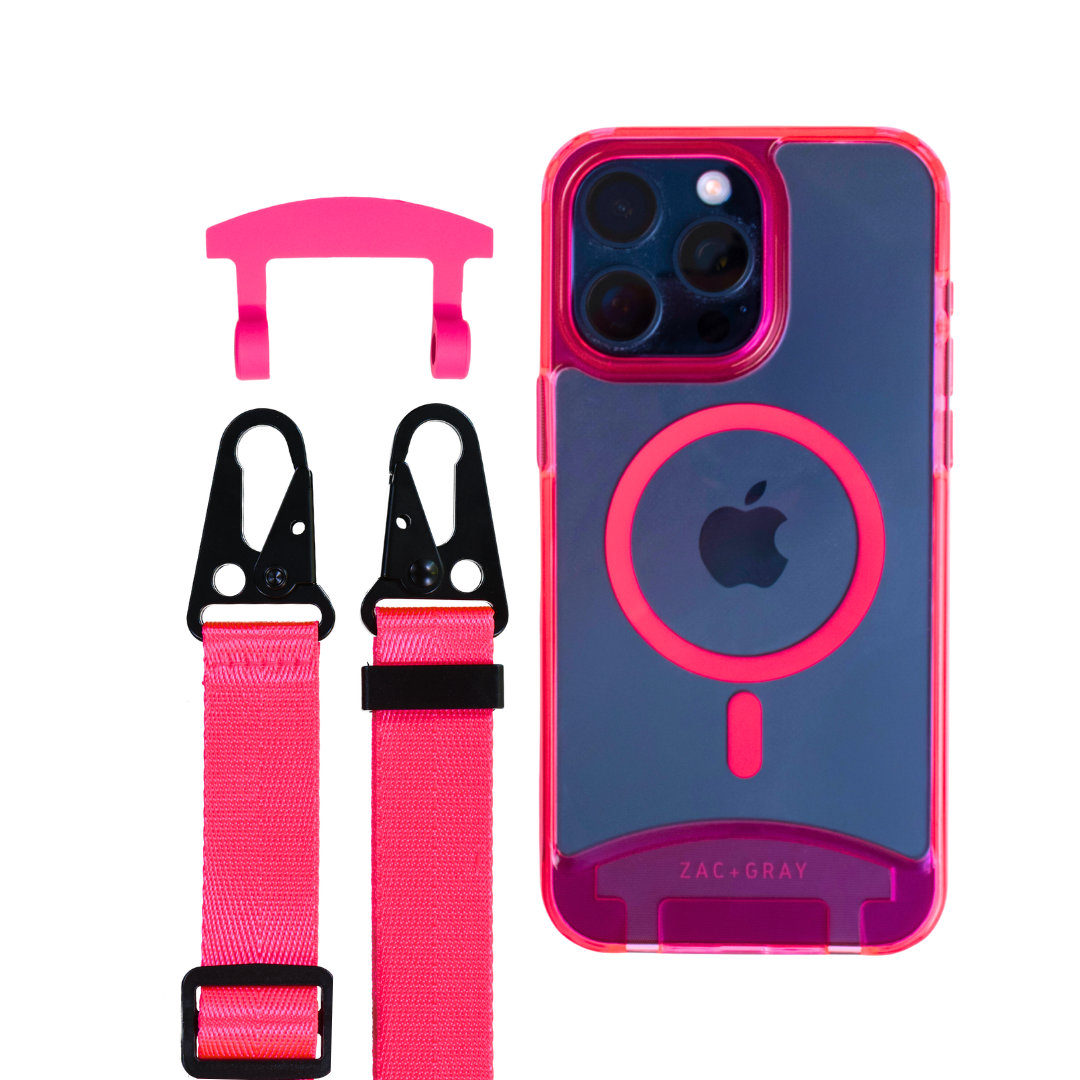 HOT PINK TRANSPARENT CASE WITH CORD - MAGSAFE