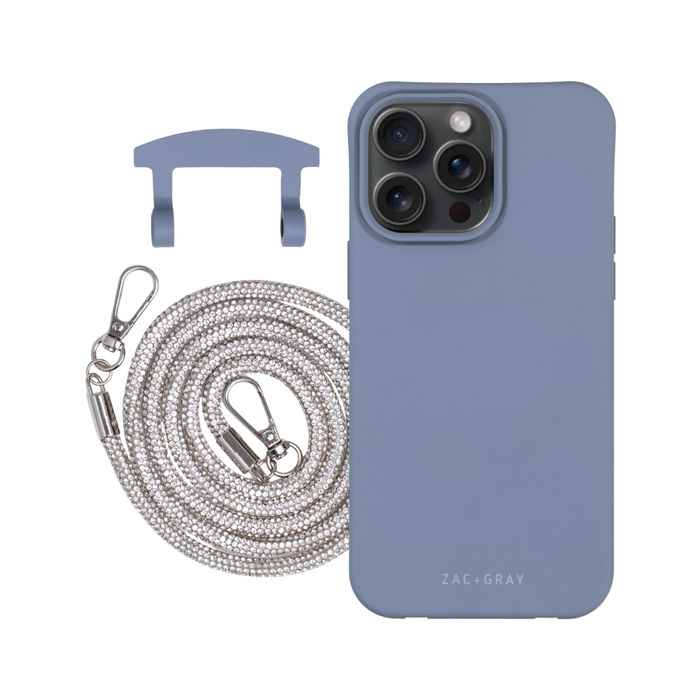 iPhone 15 Pro Max BLUE FOG CASE + CRYSTAL CORD