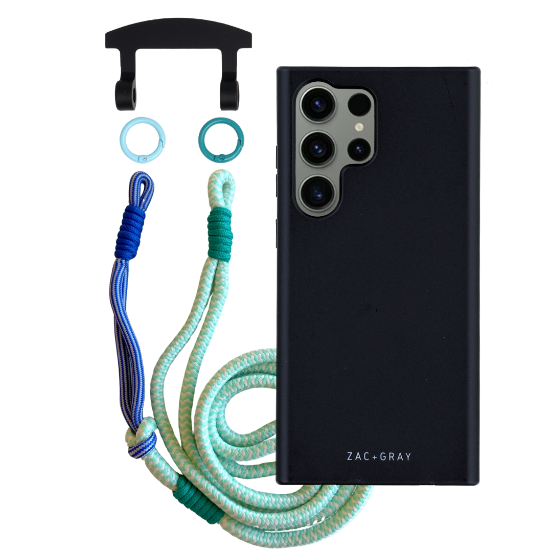 Samsung S25 Ultra MIDNIGHT BLACK CASE + KNOTTED CORD