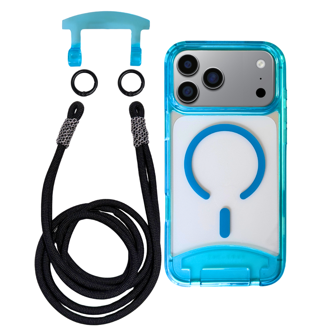 iPhone 17 Pro AQUAMARINE TRANSPARENT CASE + KNOTTED CORD
