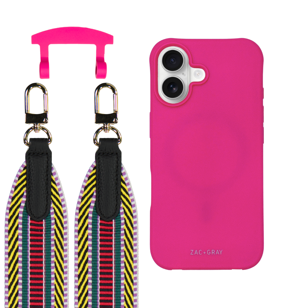 iPhone 17 HOT PINK CASE + PATTERNED STRAP