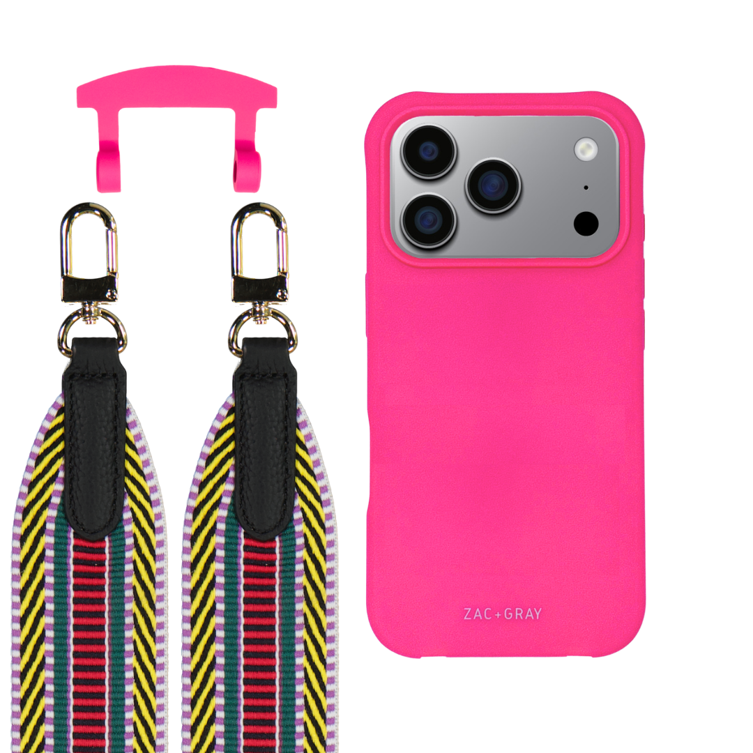 iPhone 17 Pro HOT PINK CASE + PATTERNED STRAP