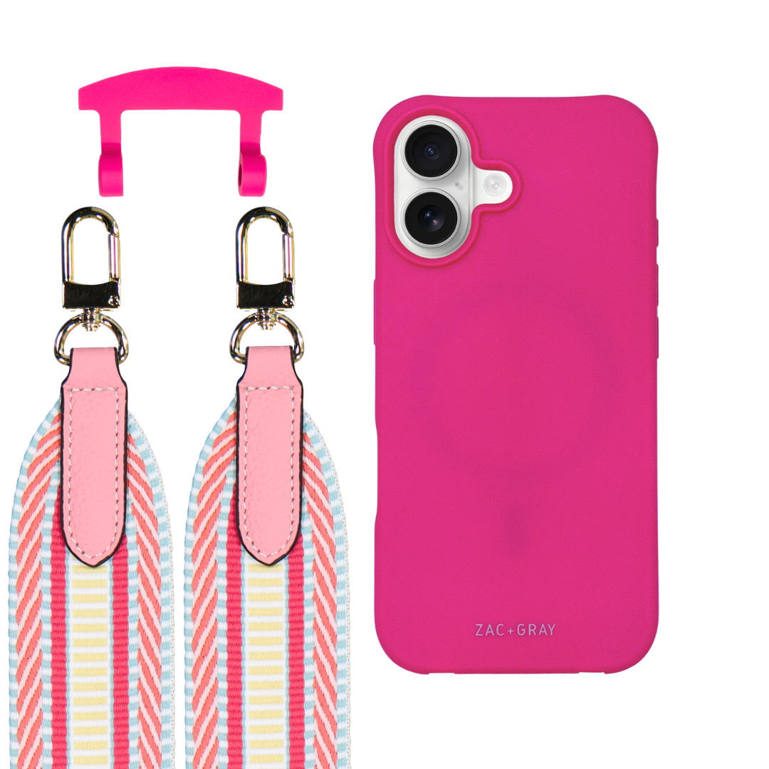 iPhone 17 HOT PINK CASE + PATTERNED STRAP