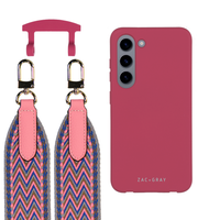 Samsung S23 RASPBERRY RED CASE + PATTERNED STRAP