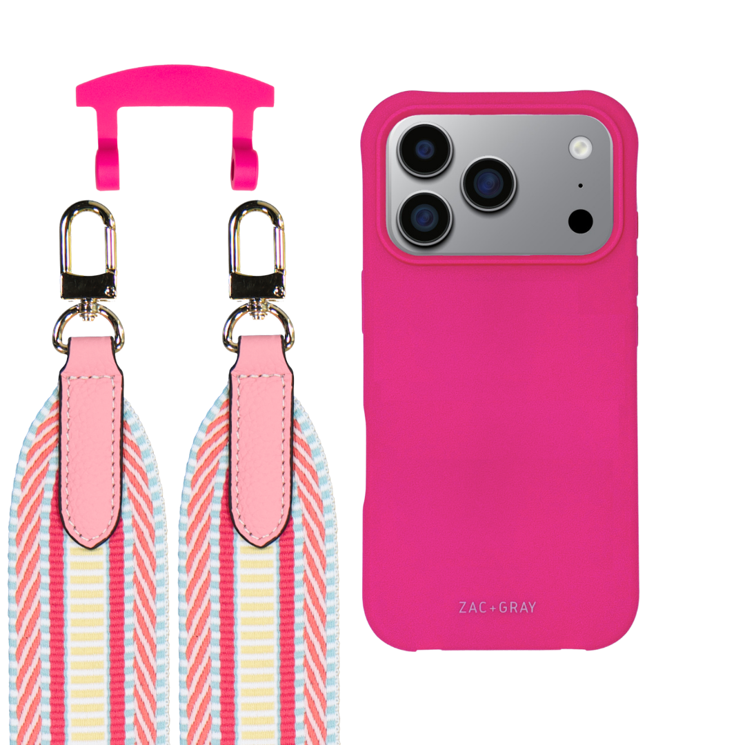 iPhone 17 Pro HOT PINK CASE + PATTERNED STRAP