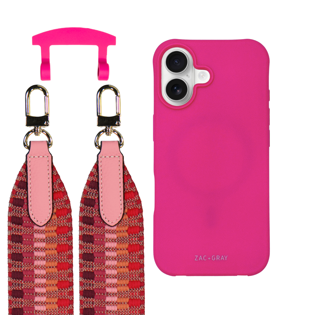 iPhone 17 HOT PINK CASE + PATTERNED STRAP