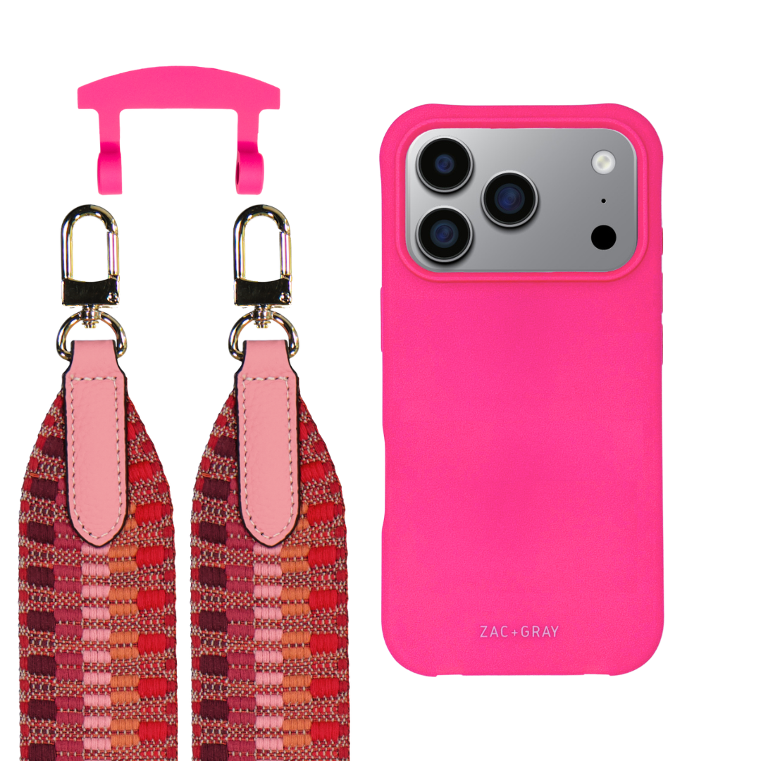 iPhone 17 Pro HOT PINK CASE + PATTERNED STRAP