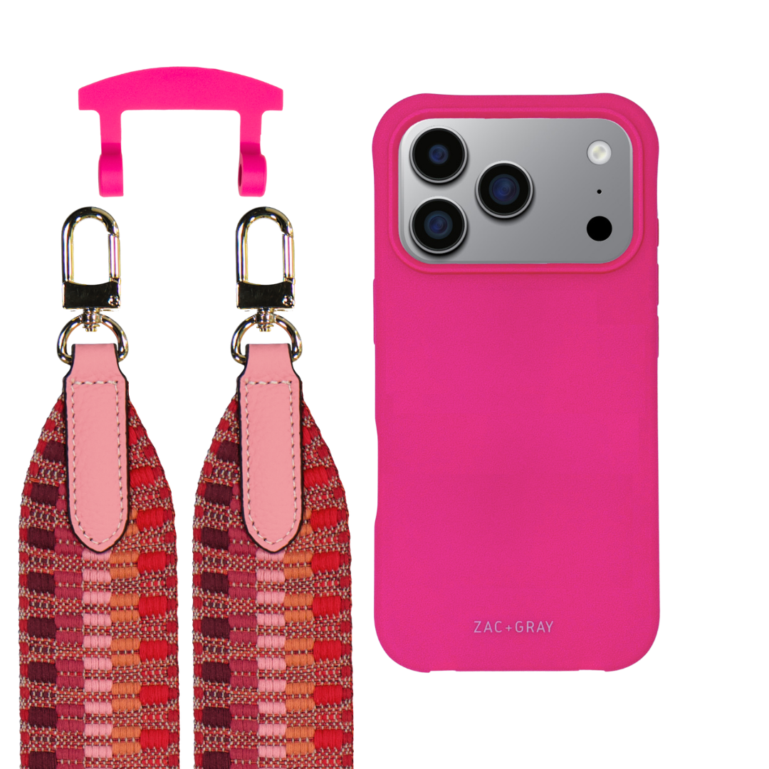 iPhone 17 Pro HOT PINK CASE + PATTERNED STRAP