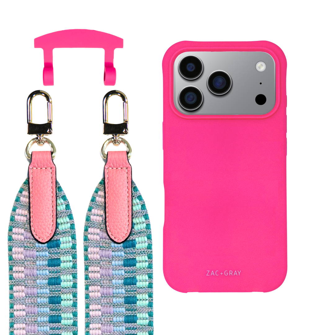 iPhone 17 Pro HOT PINK CASE + PATTERNED STRAP