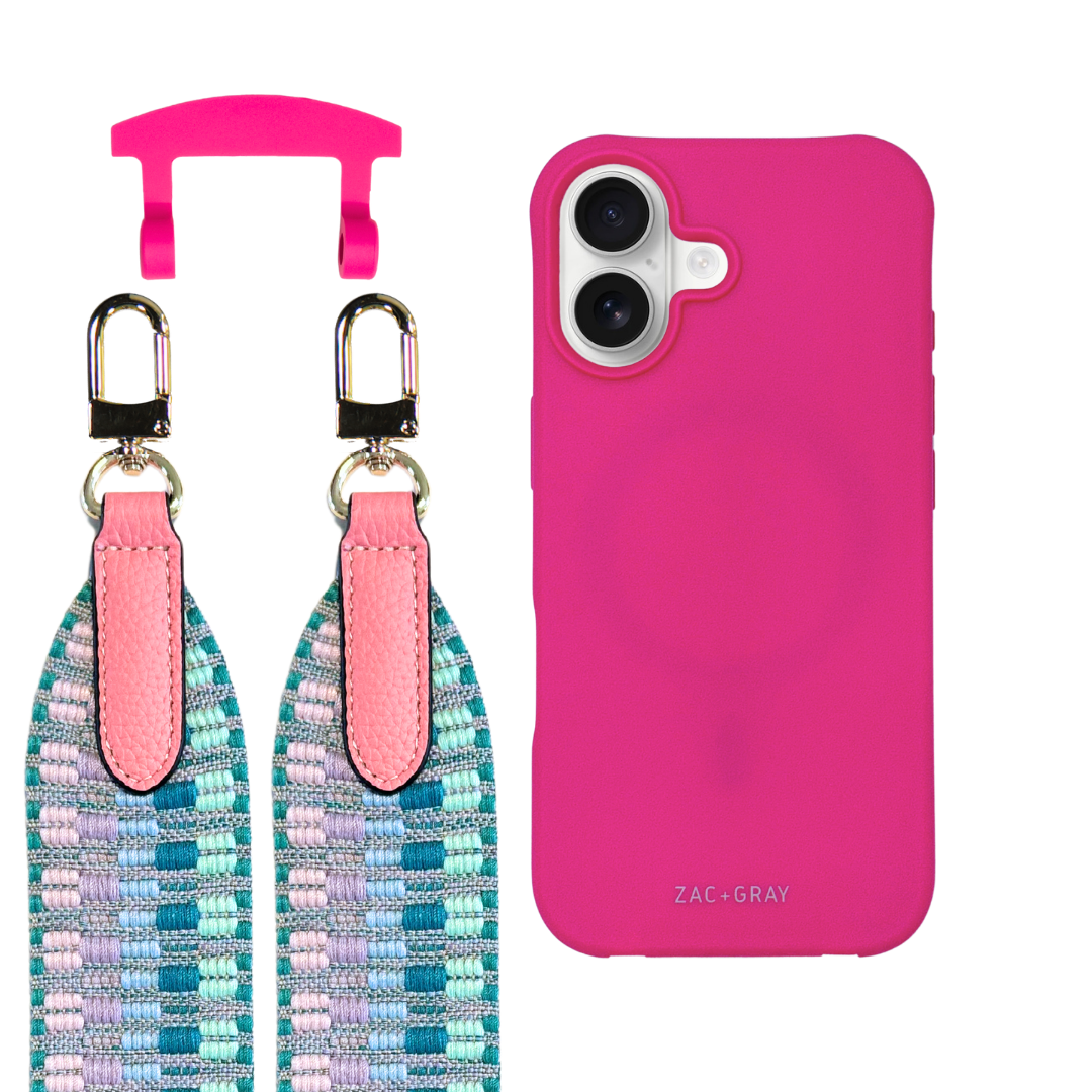 iPhone 17 HOT PINK CASE + PATTERNED STRAP