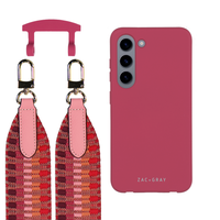 Samsung S23 RASPBERRY RED CASE + PATTERNED STRAP