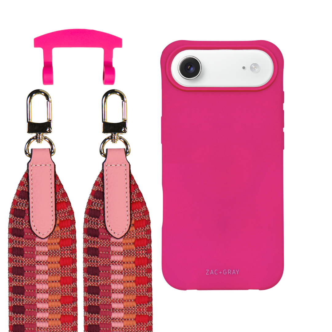 iPhone 17 Air HOT PINK CASE + PATTERNED STRAP