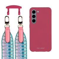 Samsung S23 RASPBERRY RED CASE + PATTERNED STRAP