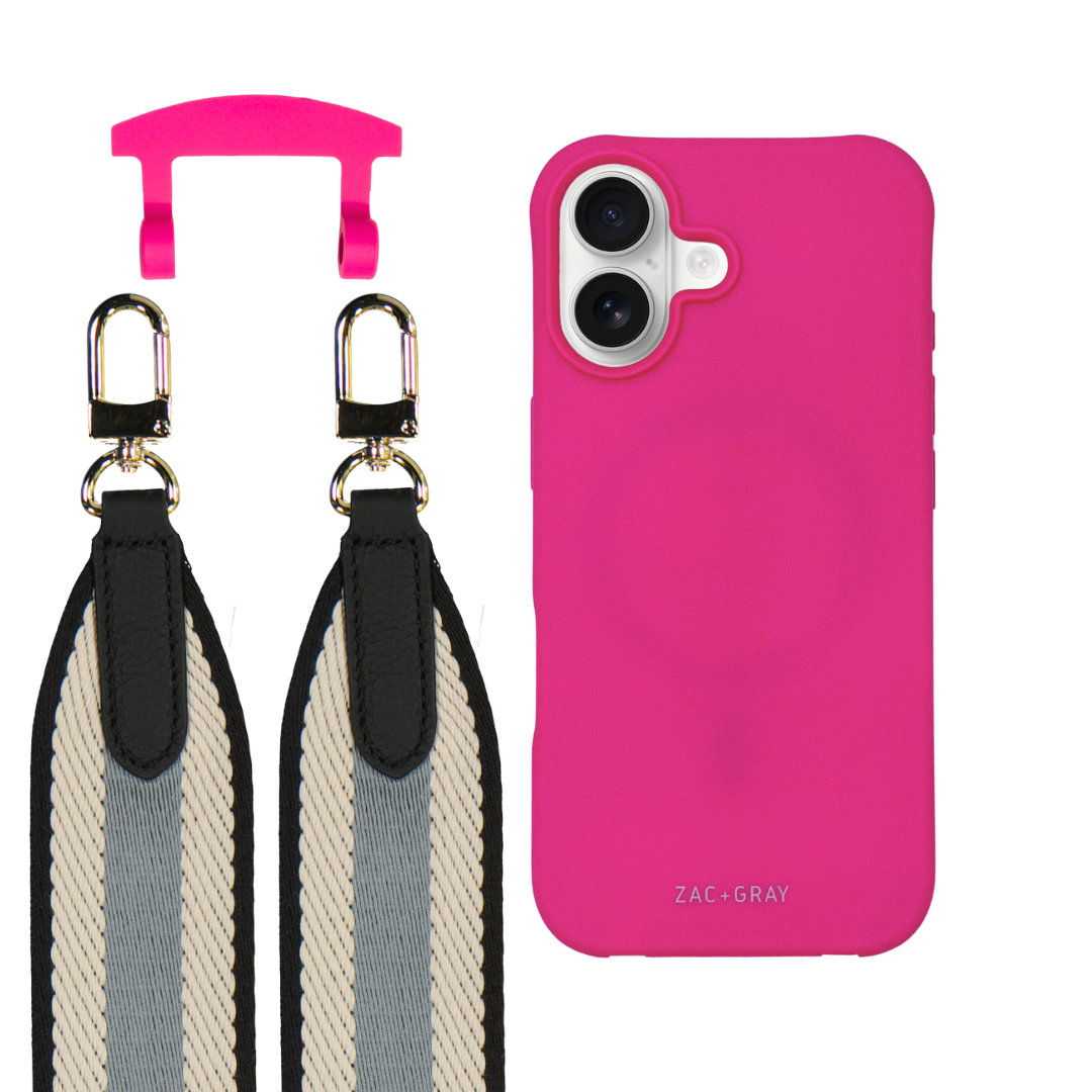 iPhone 17 HOT PINK CASE + PATTERNED STRAP
