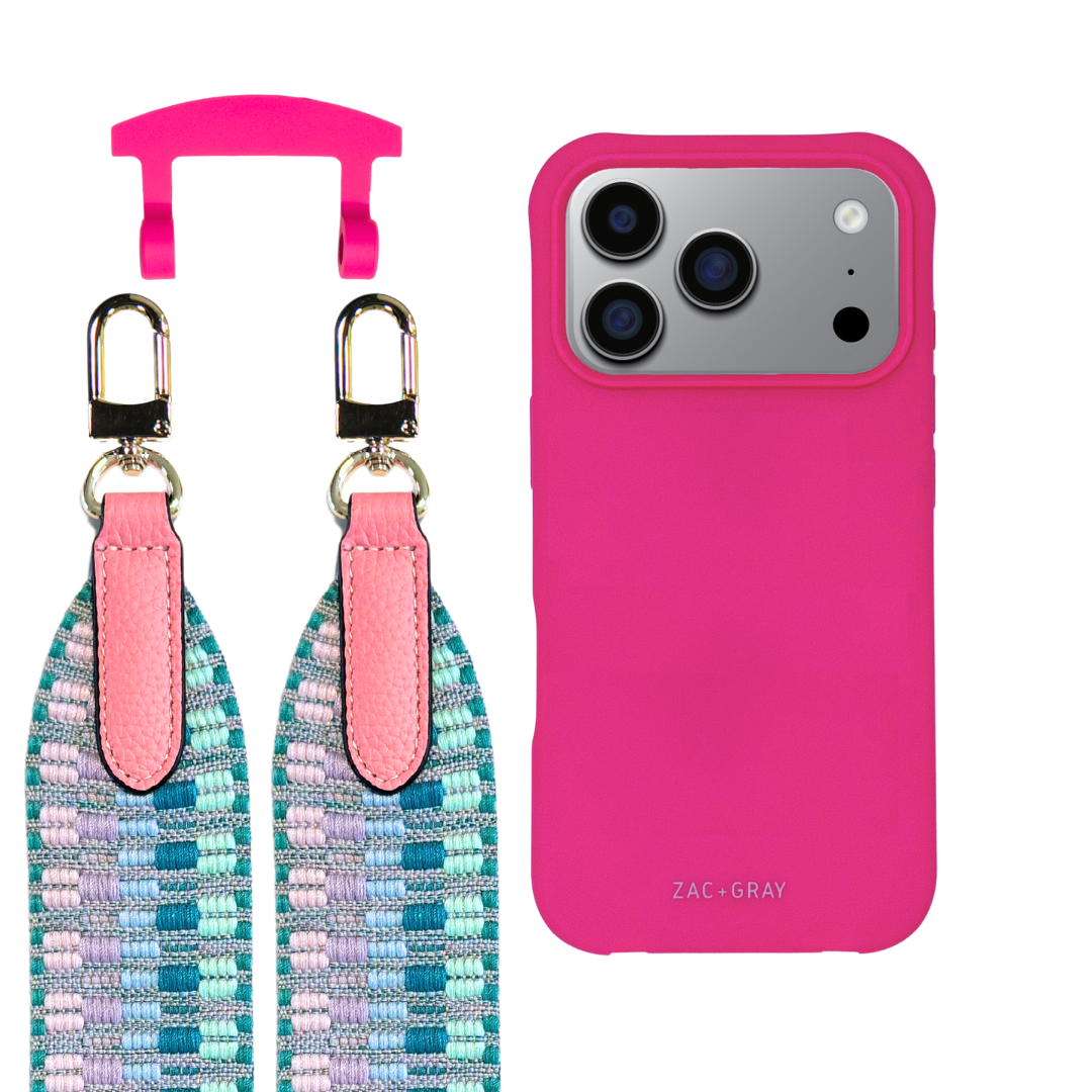 iPhone 17 Pro HOT PINK CASE + PATTERNED STRAP