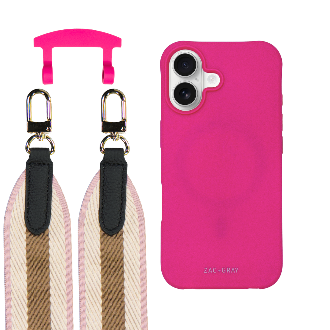 iPhone 17 HOT PINK CASE + PATTERNED STRAP