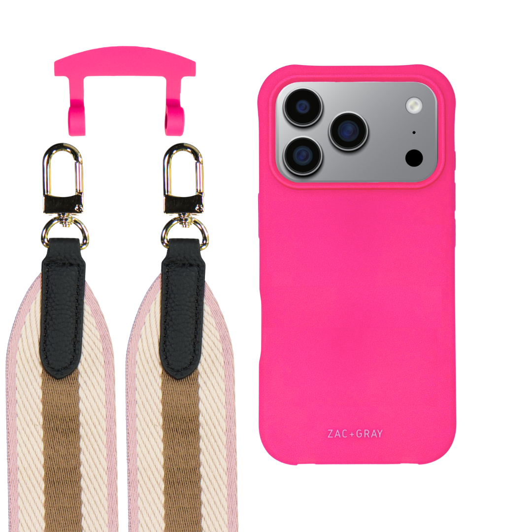 iPhone 17 Pro HOT PINK CASE + PATTERNED STRAP