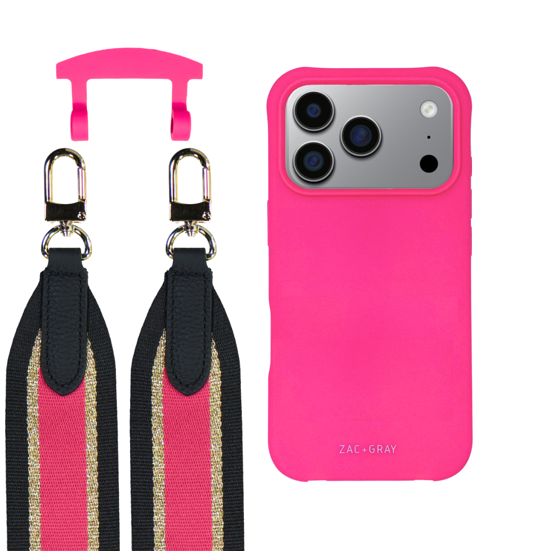 iPhone 17 Pro HOT PINK CASE + PATTERNED STRAP