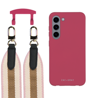 Samsung S23 RASPBERRY RED CASE + PATTERNED STRAP