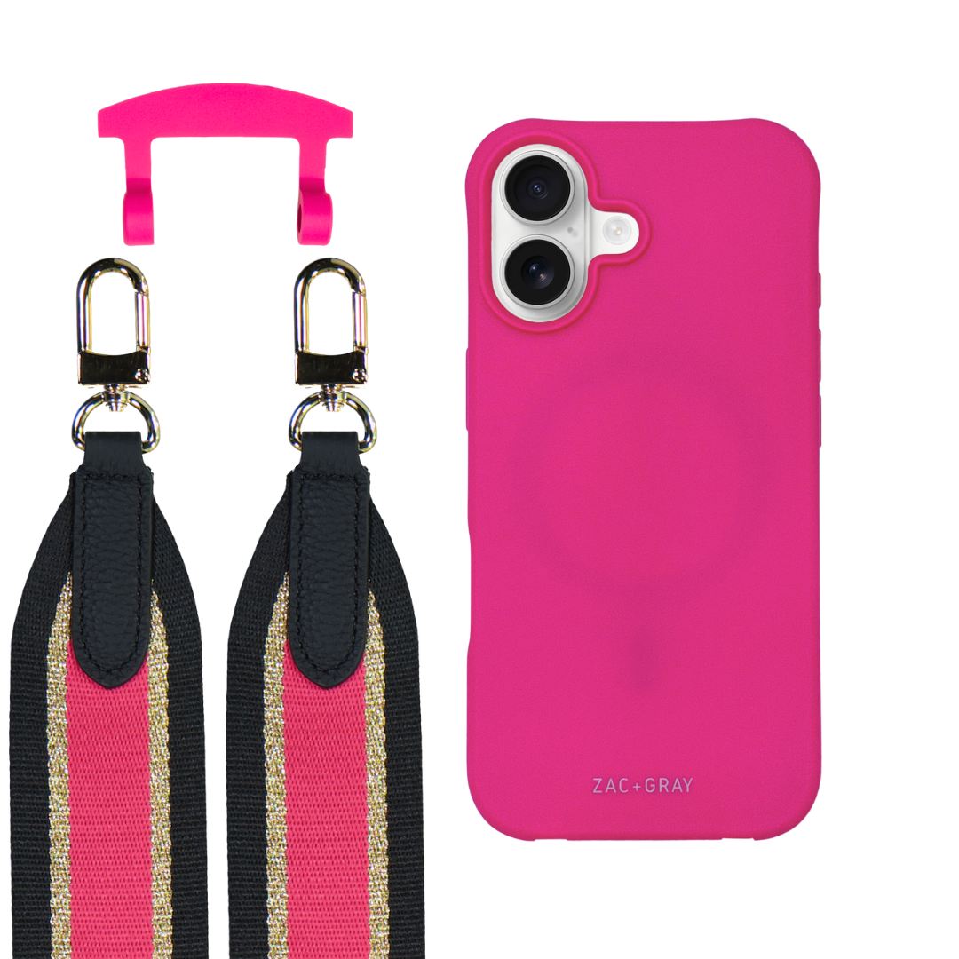 iPhone 17 HOT PINK CASE + PATTERNED STRAP