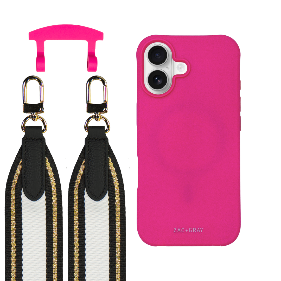 iPhone 17 HOT PINK CASE + PATTERNED STRAP