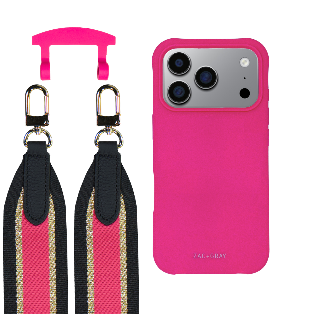 iPhone 17 Pro HOT PINK CASE + PATTERNED STRAP