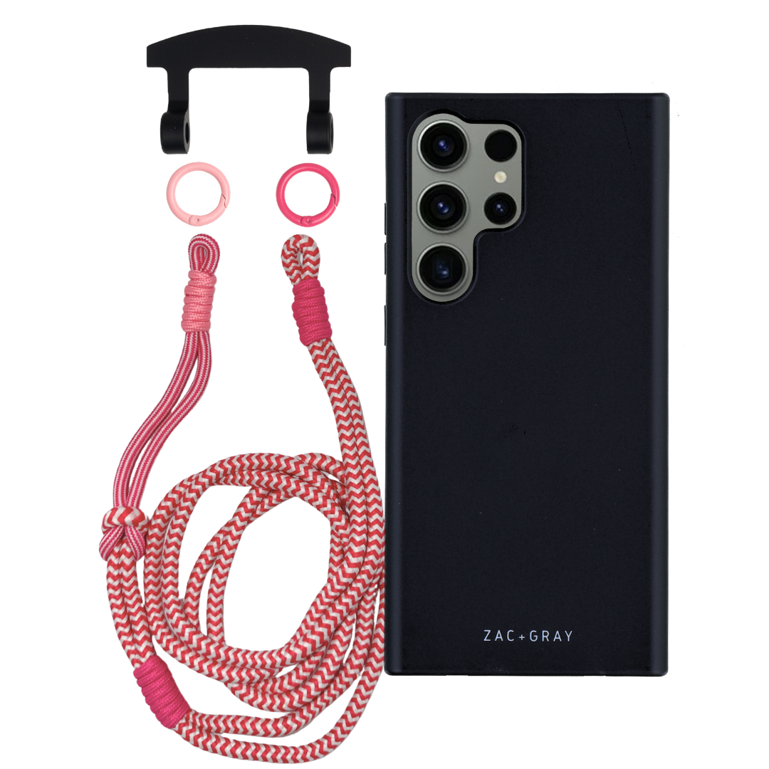 Samsung S24 Ultra MIDNIGHT BLACK CASE + KNOTTED CORD
