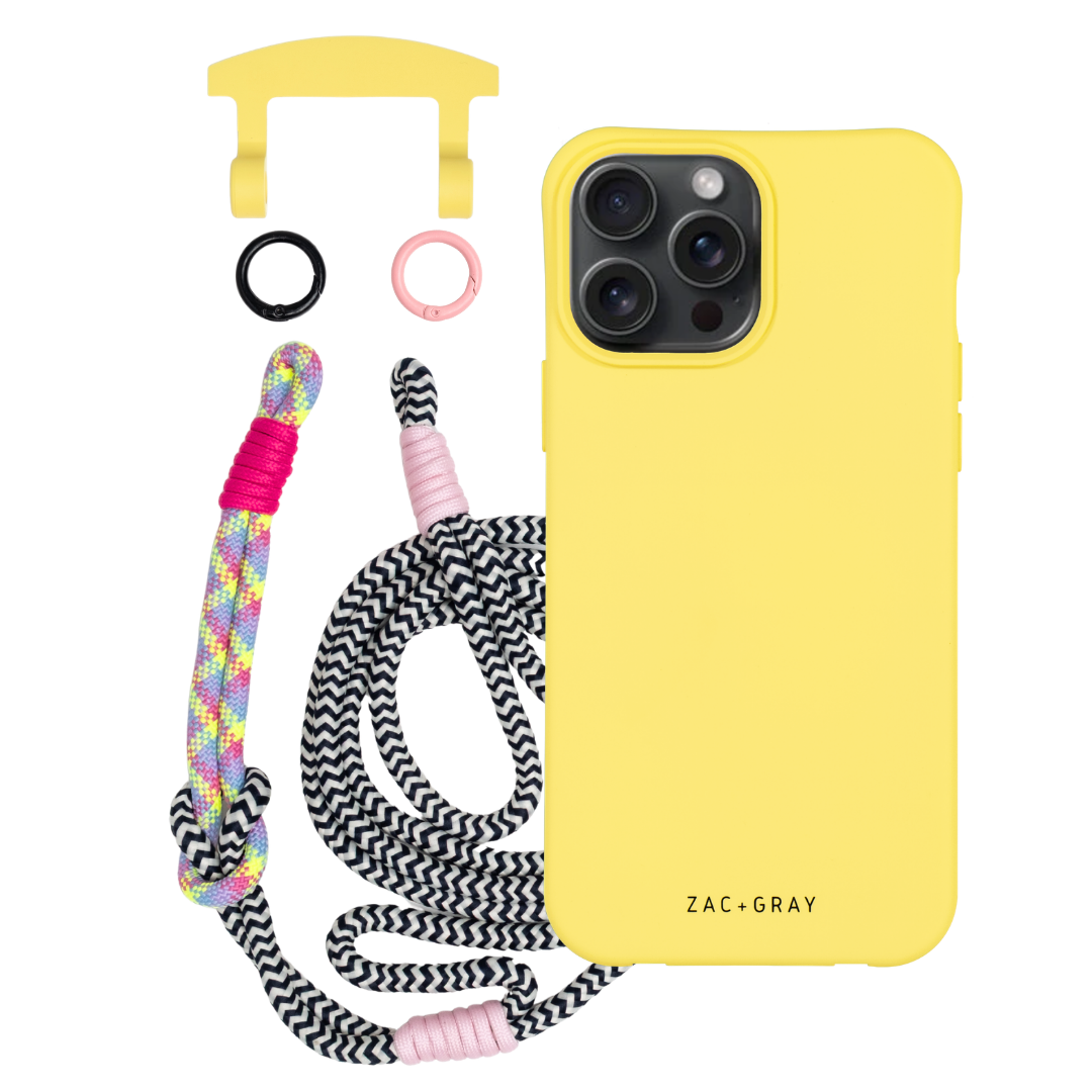 iPhone 6 / 6s / 7 / 8 / SE (2020 & 2022) SUNSHINE YELLOW CASE + KNOTTED CORD