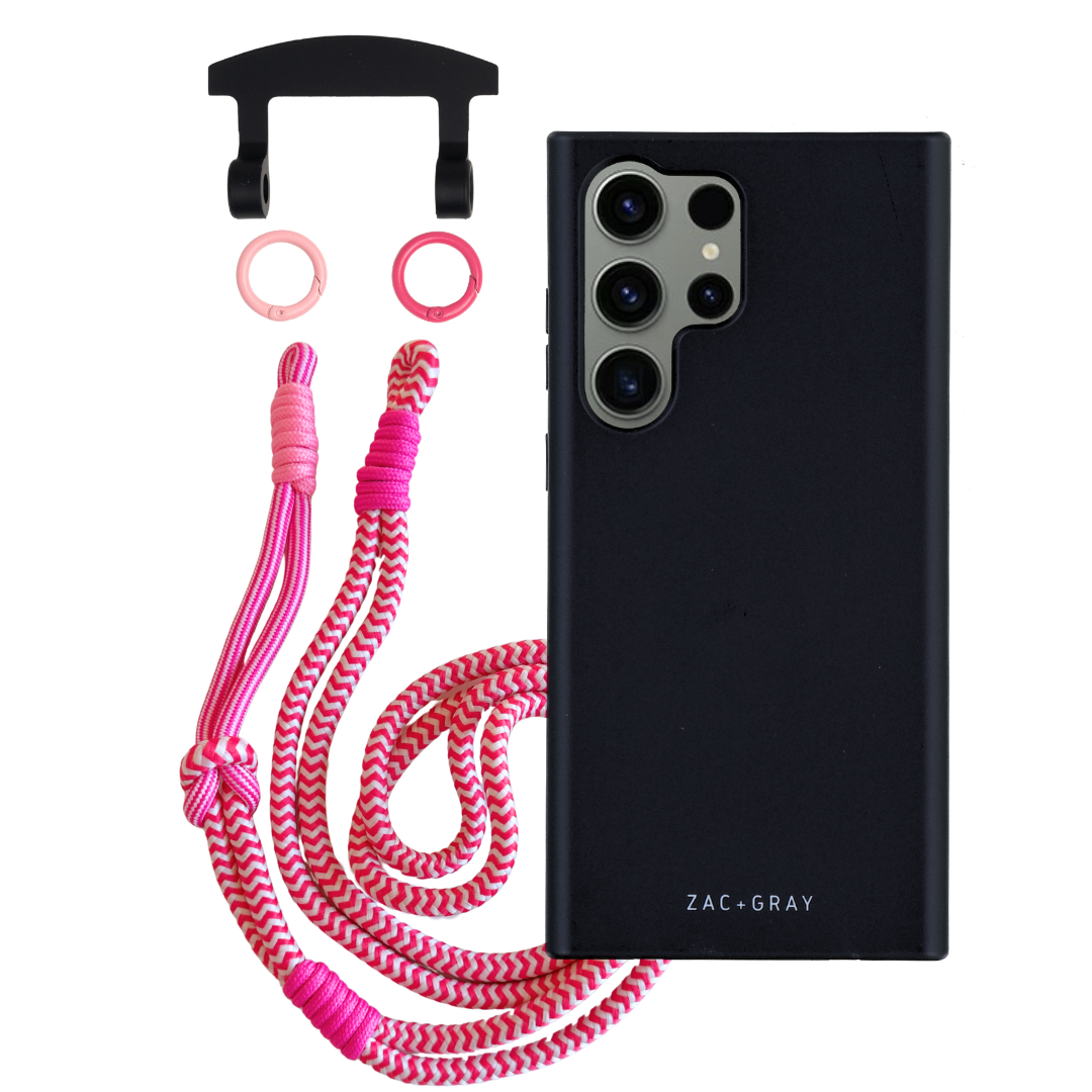 Samsung S25 Ultra MIDNIGHT BLACK CASE + KNOTTED CORD