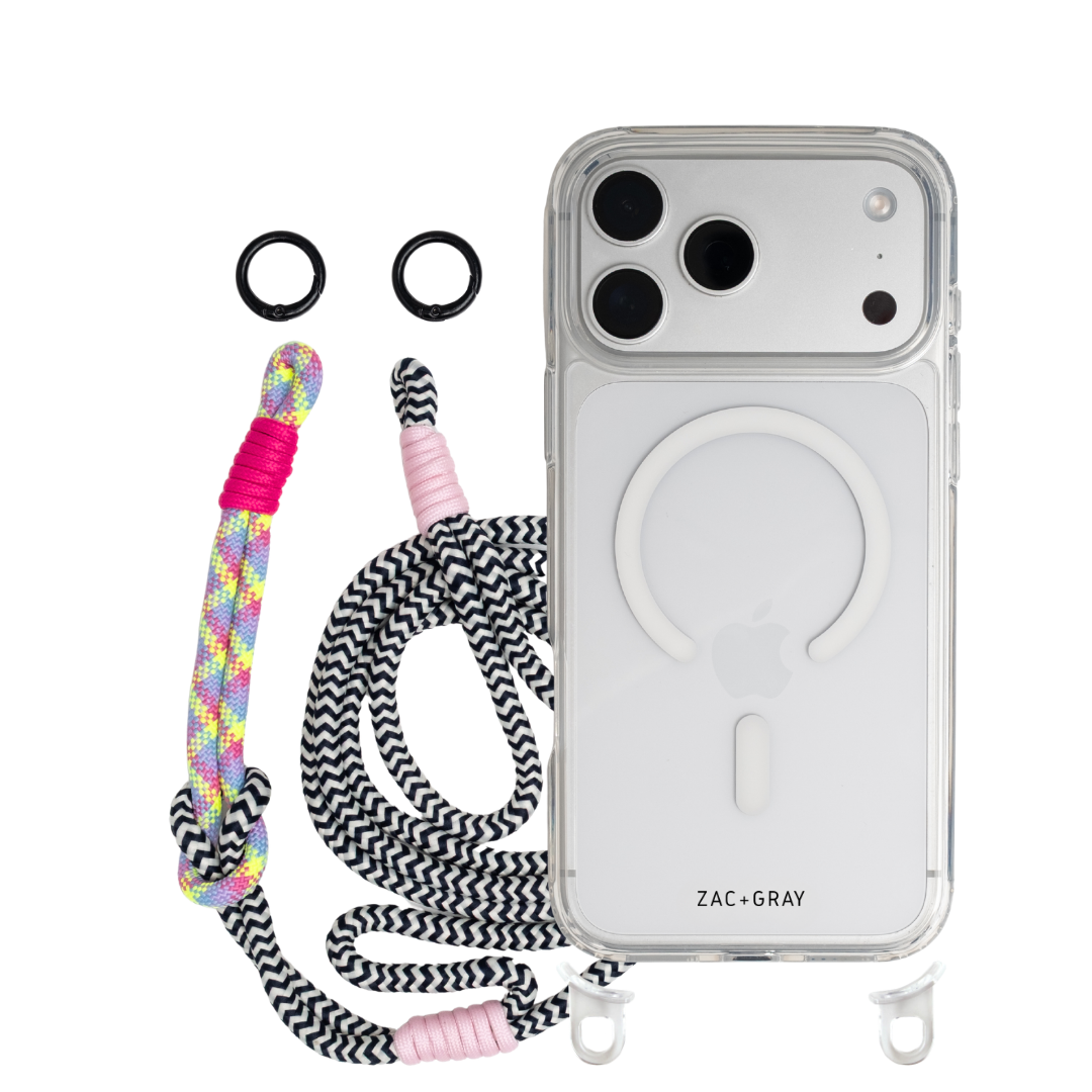 iPhone 17 CRYSTAL CLEAR TRANSPARENT CASE + KNOTTED CORD