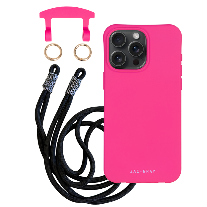 iPhone 12 and 12 Pro HOT PINK CASE + KNOTTED CORD