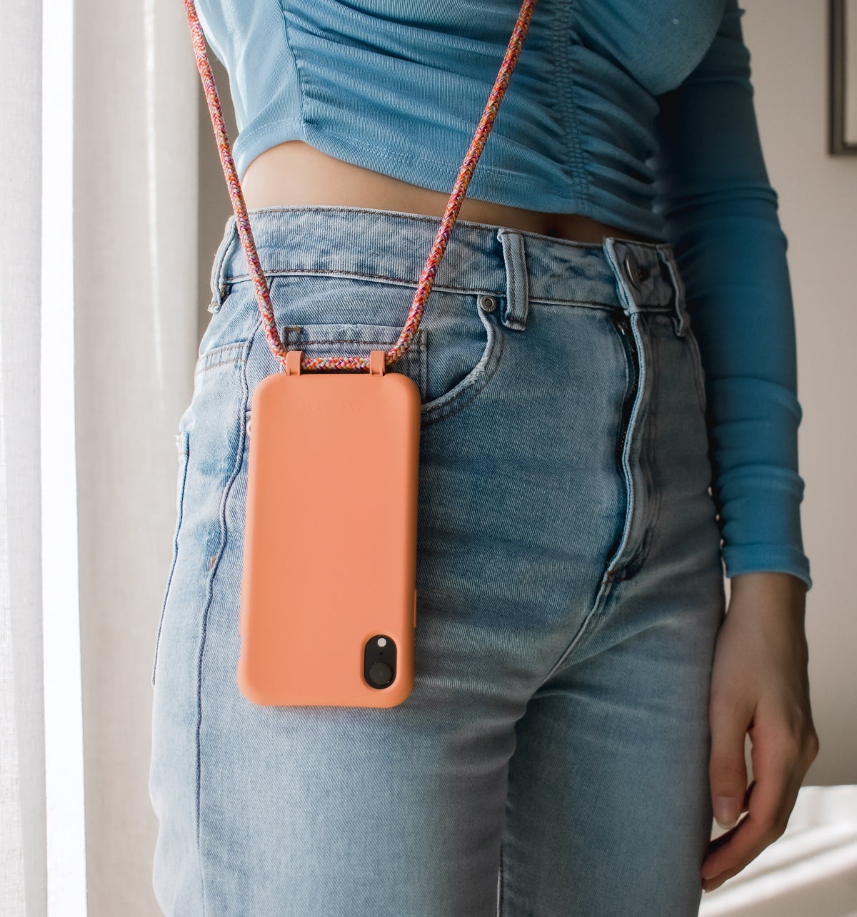 iPhone XS Max SUNSET CORAL CASE + RAINBOW RED CORD