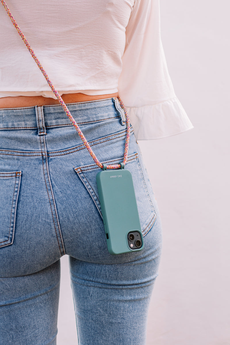 iPhone 12 mini TIDAL TEAL CASE + RAINBOW CORD