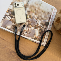 CRYSTAL CLEAR TRANSPARENT CASE WITH MIDNIGHT BLOOM KNOTTED CORD - MAGSAFE