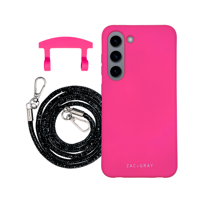 Samsung S23 HOT PINK CASE + CRYSTAL CORD