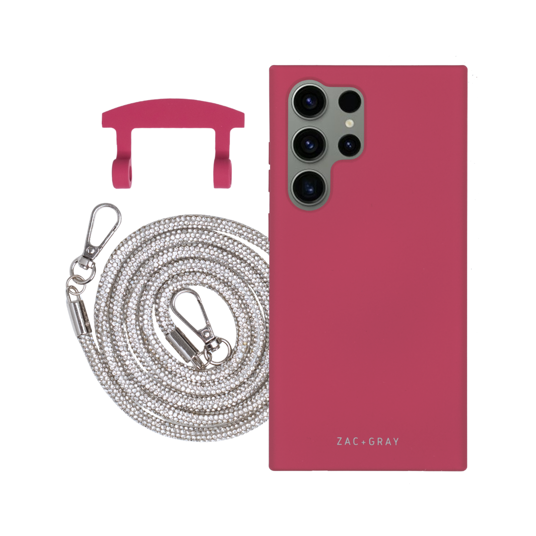 Samsung S25 Ultra RASPBERRY RED CASE + CRYSTAL CORD