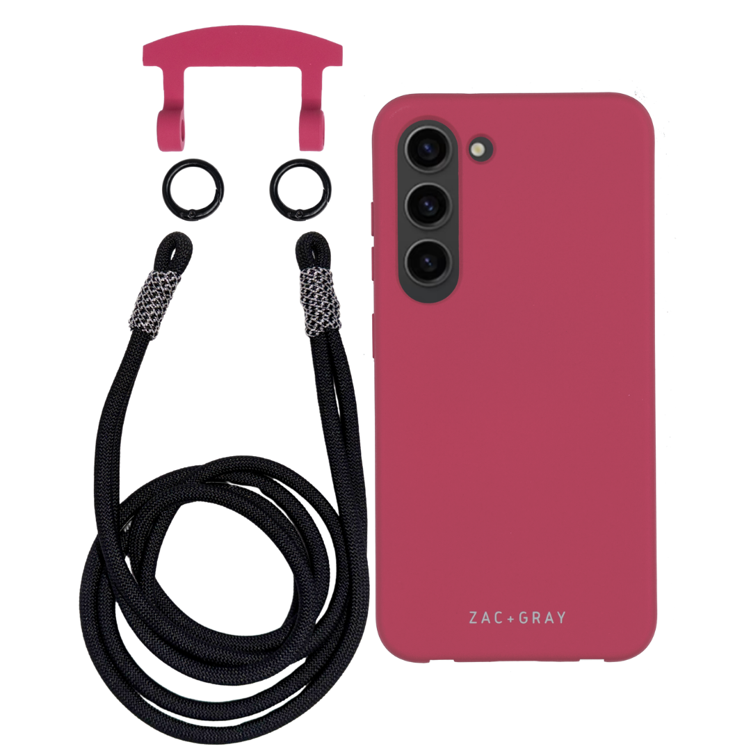 Samsung S23 Plus RASPBERRY RED CASE + KNOTTED CORD