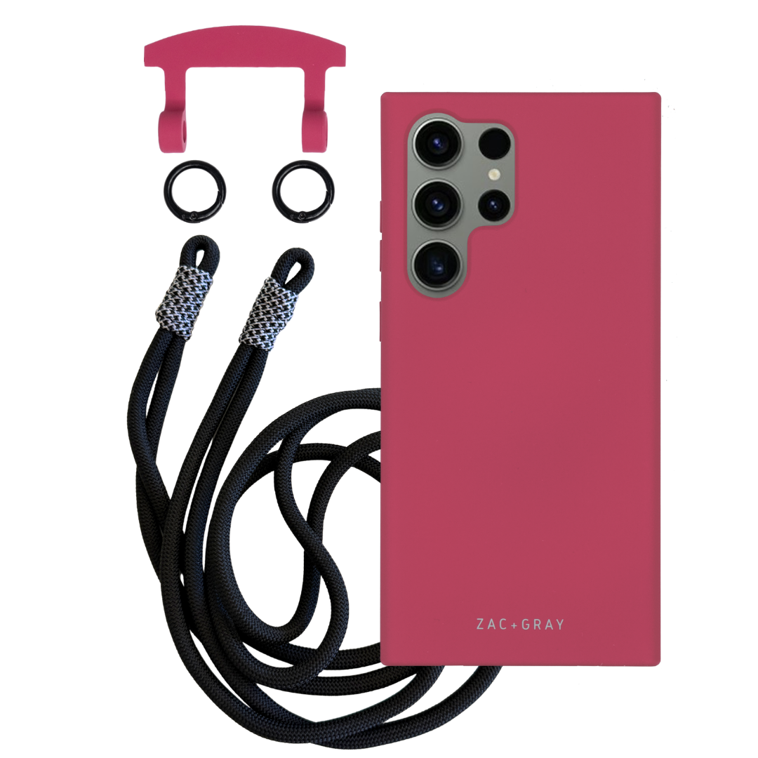 Samsung S25 Ultra RASPBERRY RED CASE + KNOTTED CORD