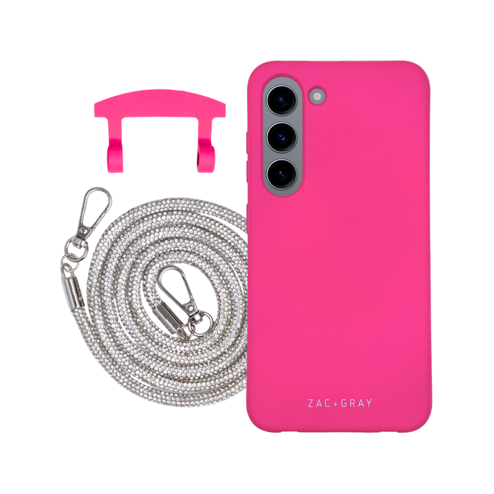 Samsung S23 HOT PINK CASE + CRYSTAL CORD