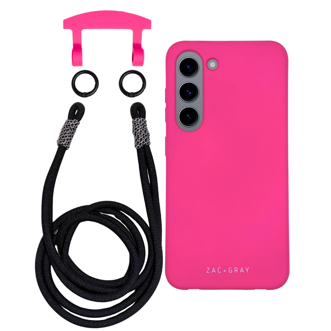 Samsung S23 HOT PINK CASE + KNOTTED CORD
