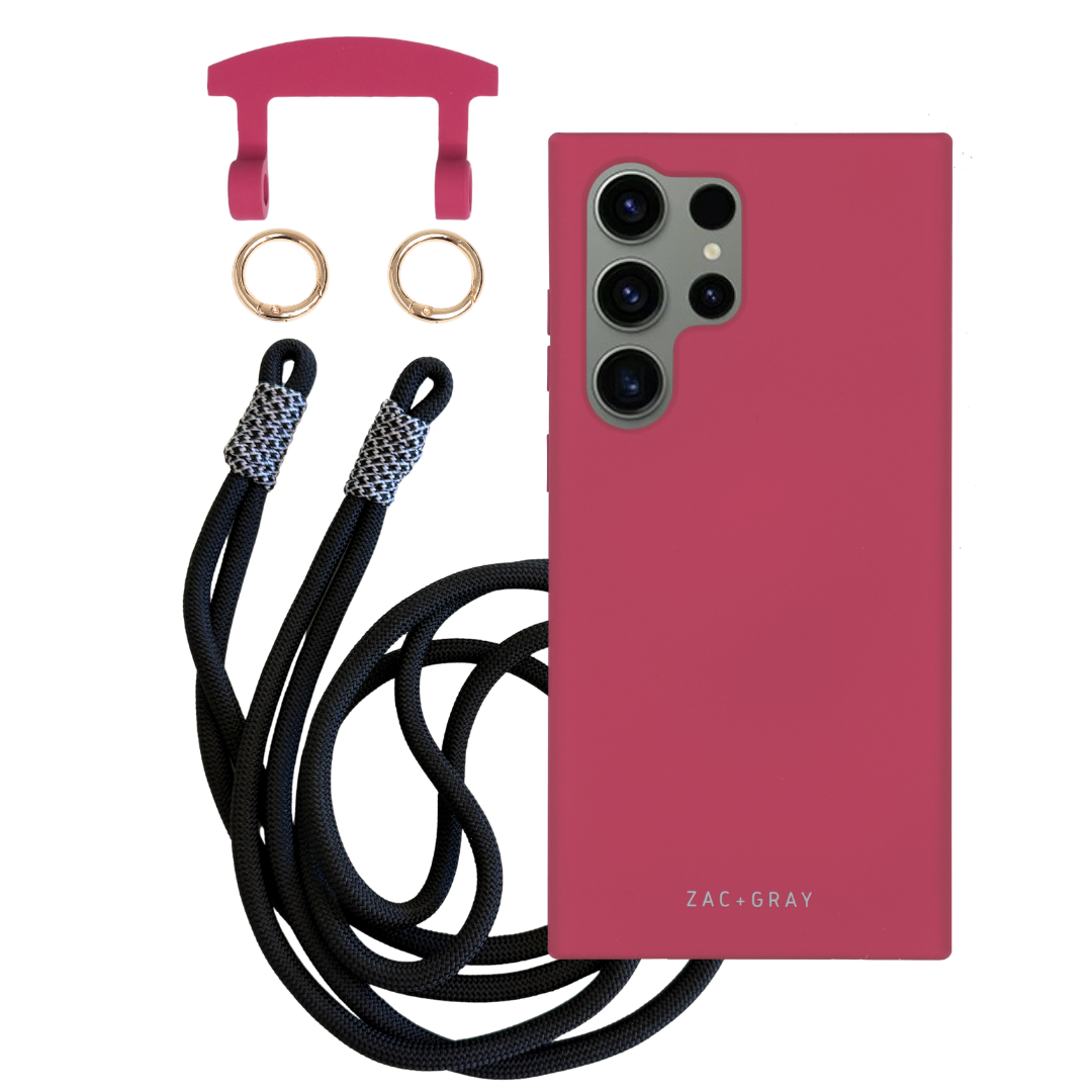 Samsung S25 Ultra RASPBERRY RED CASE + KNOTTED CORD