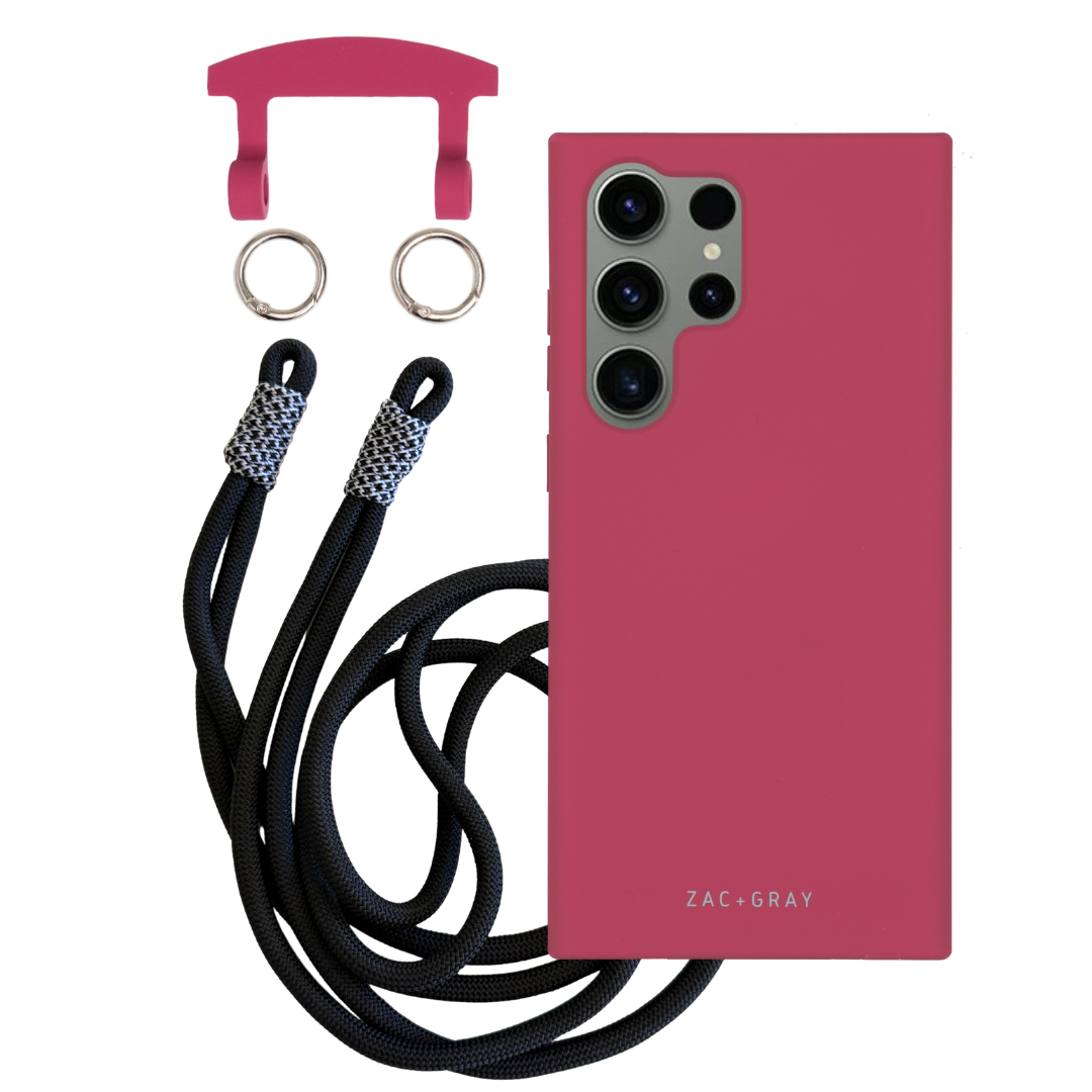Samsung S25 Ultra RASPBERRY RED CASE + KNOTTED CORD