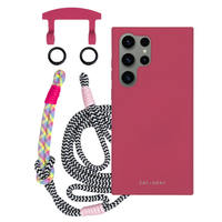 Samsung S25 Ultra RASPBERRY RED CASE + KNOTTED CORD
