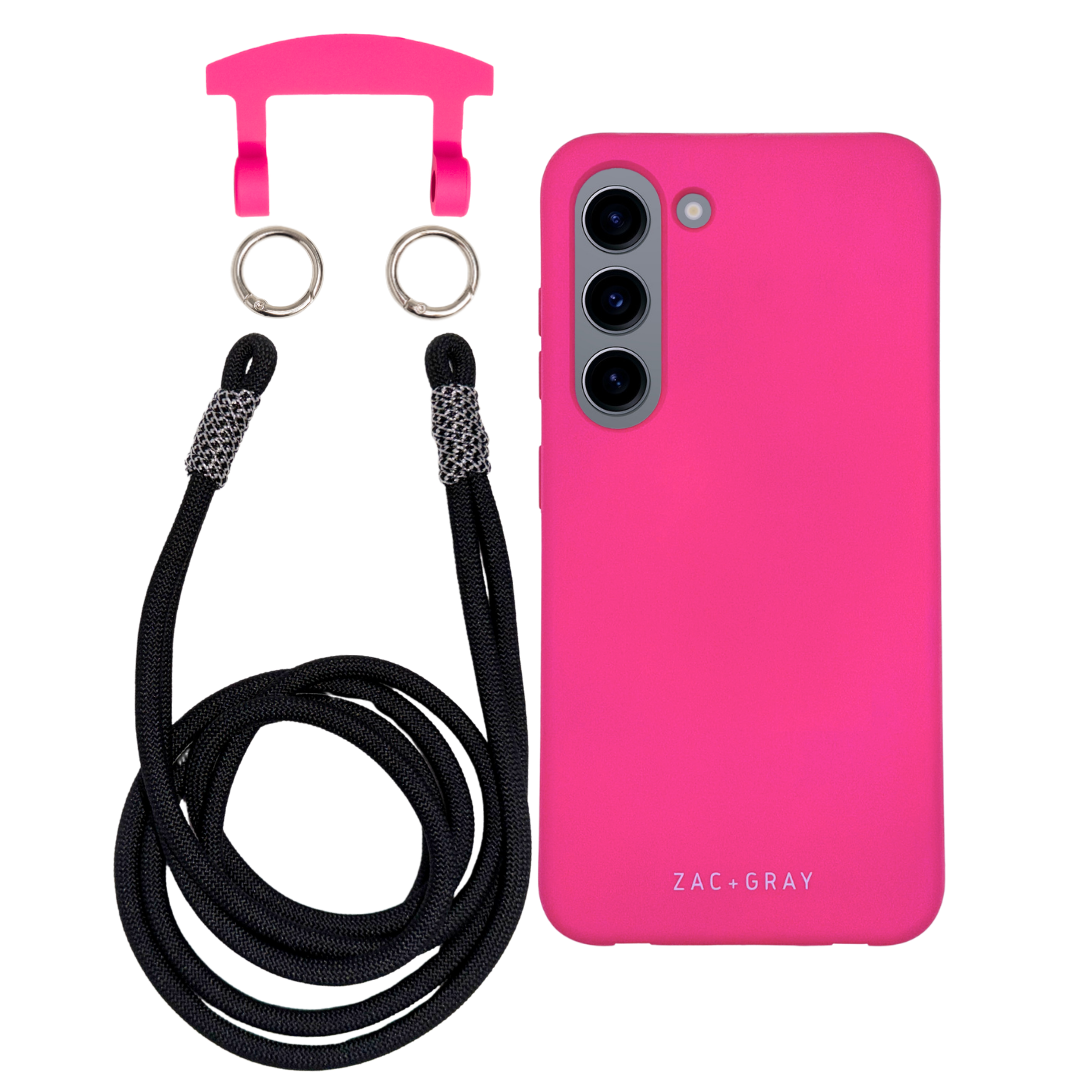 Samsung S23 HOT PINK CASE + KNOTTED CORD